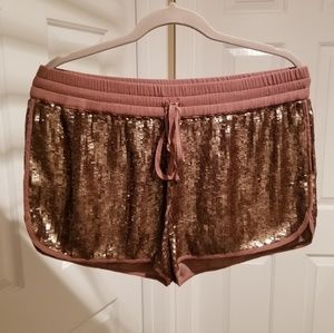 *SOLD* Haute Hippie Taupe Sequin Boxing Shorts L